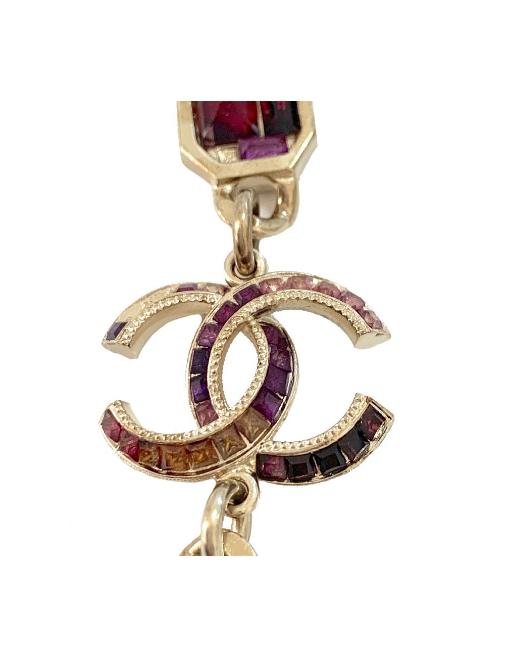 CHANEL stones and gilded metal long necklace