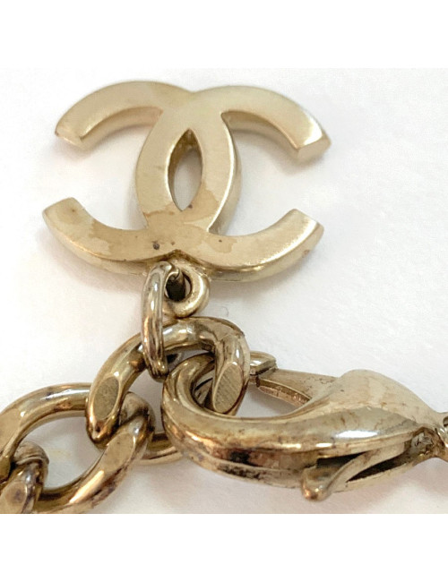 Sautoir CHANEL métal doré et pierres 