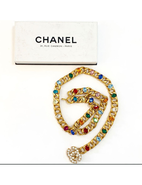 Ceinture imposante CHANEL  chaine et cabochons 80'