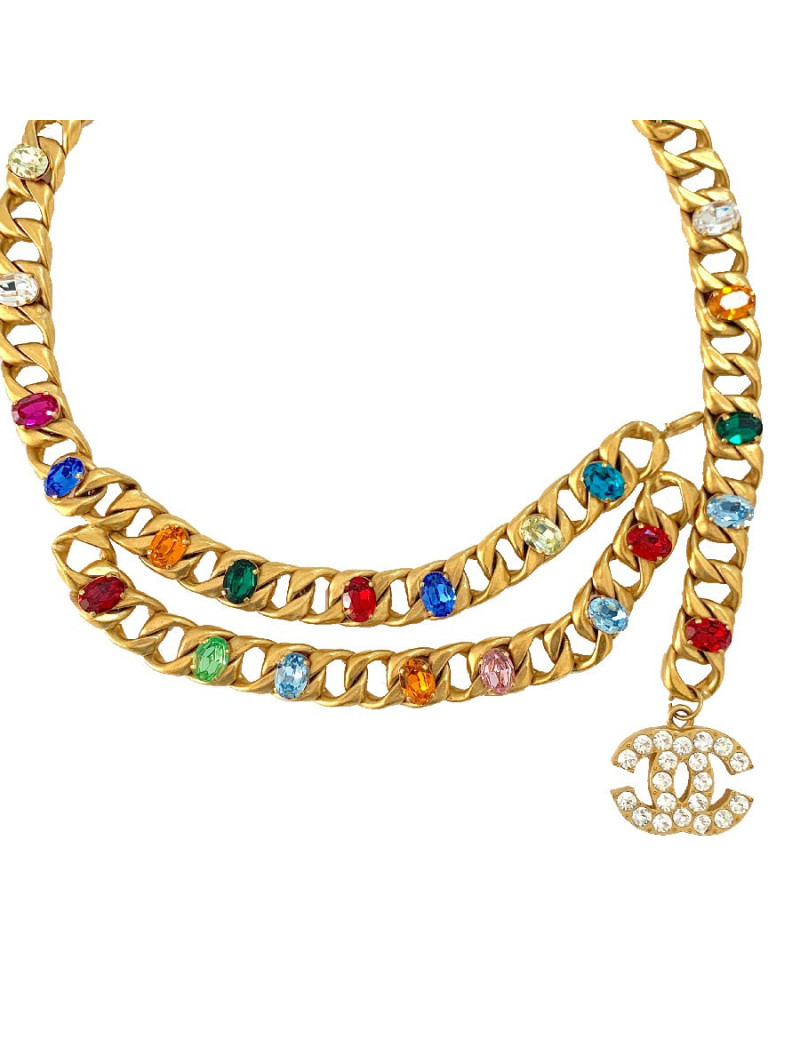 Ceinture imposante CHANEL  chaine et cabochons 80'