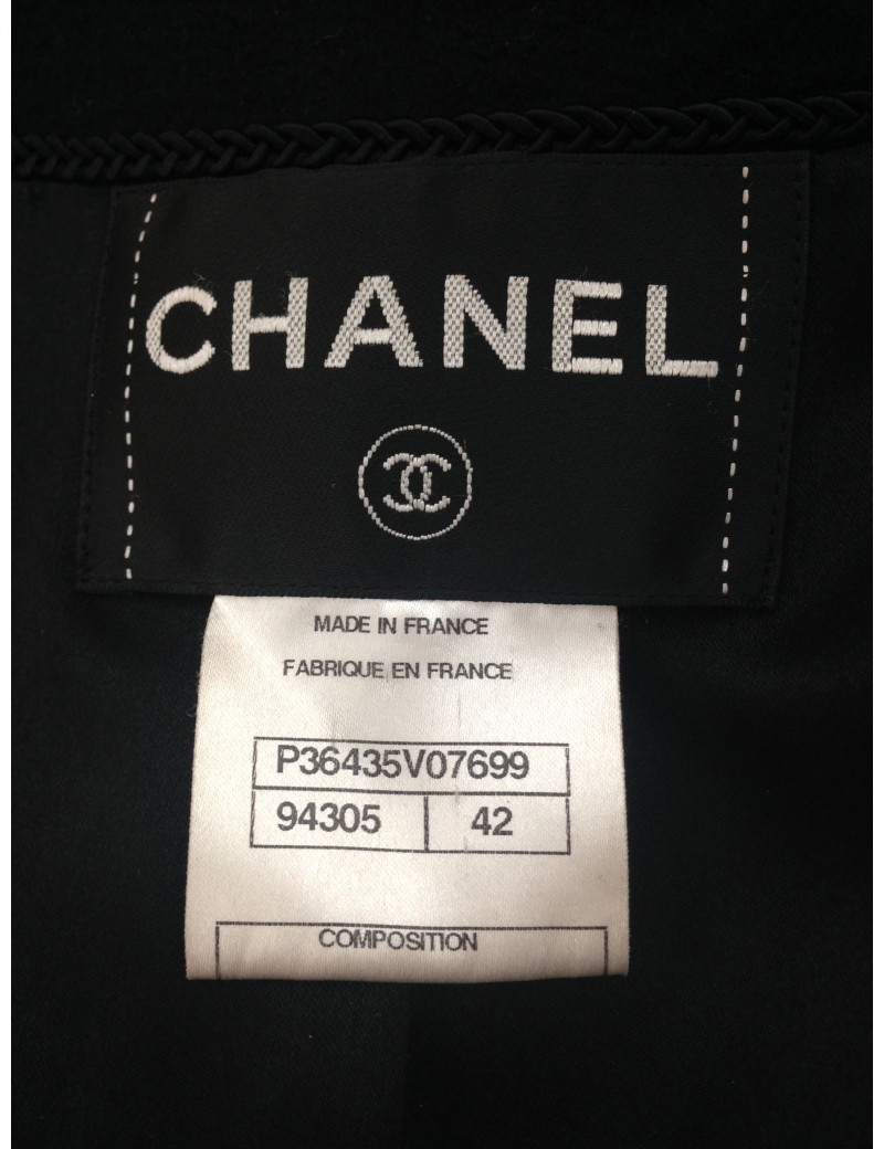 Manteau caban cachemire noir CHANEL T 42