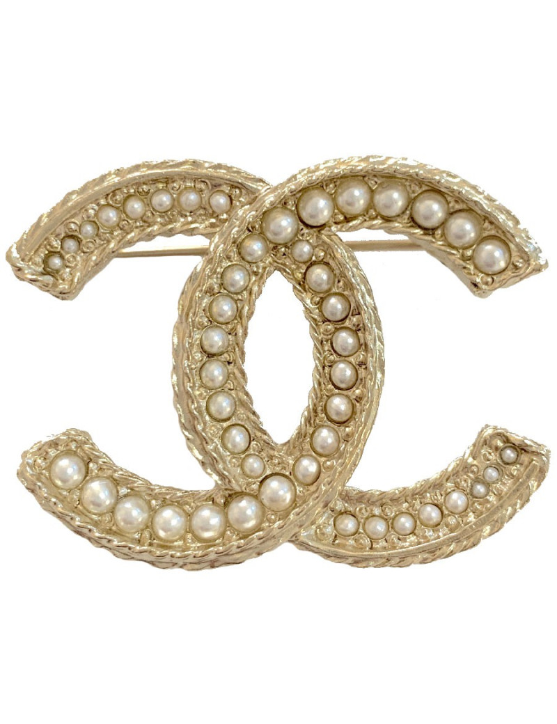 Broche CHANEL doréeet perles nacrées