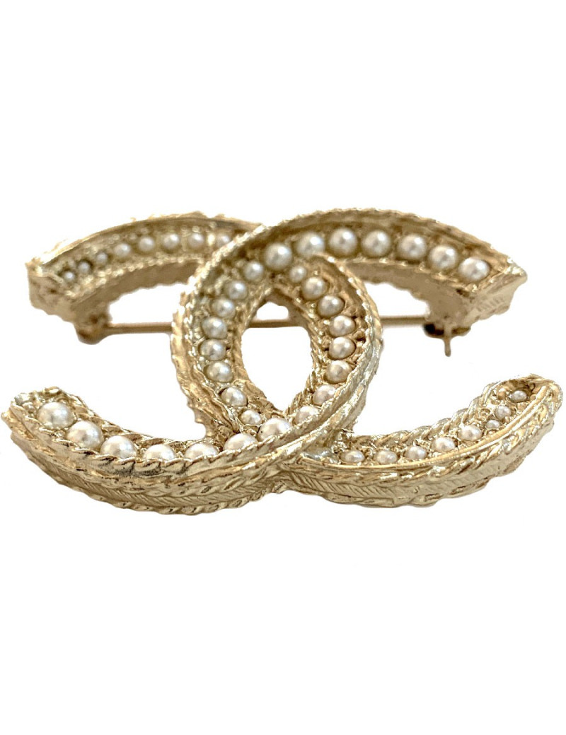 Broche CHANEL doréeet perles nacrées