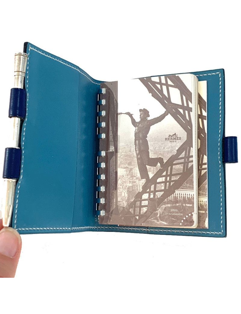 Porte Agenda HERMES bleu petit modèle