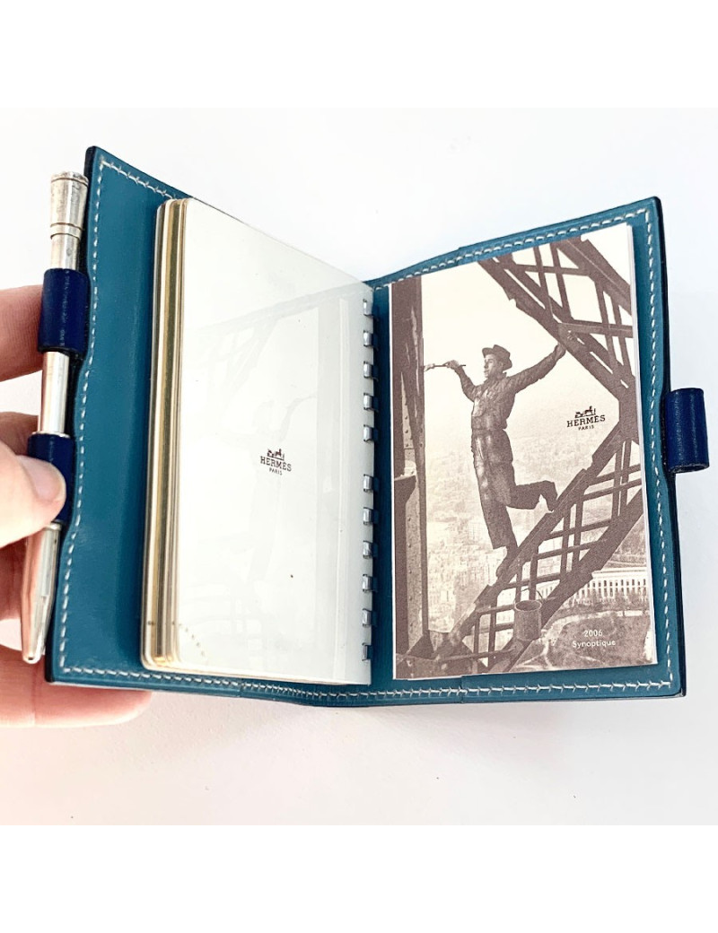 Porte Agenda HERMES bleu petit modèle