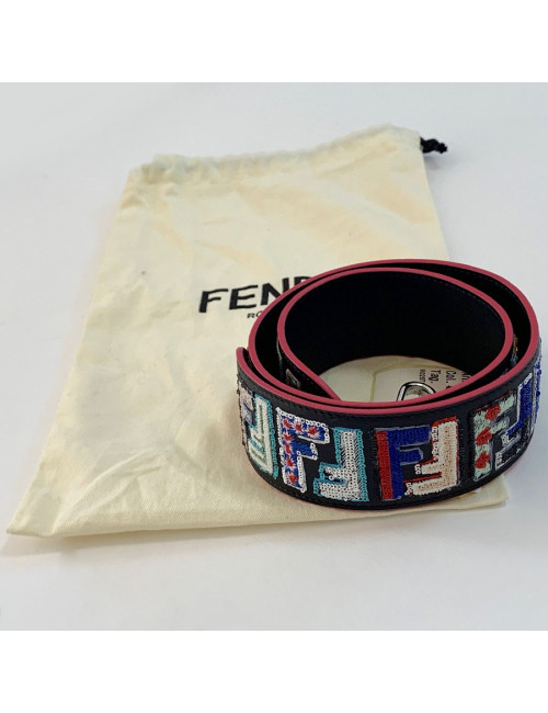 Bandoulière FENDI Strap You en cuir et sequins multicolores