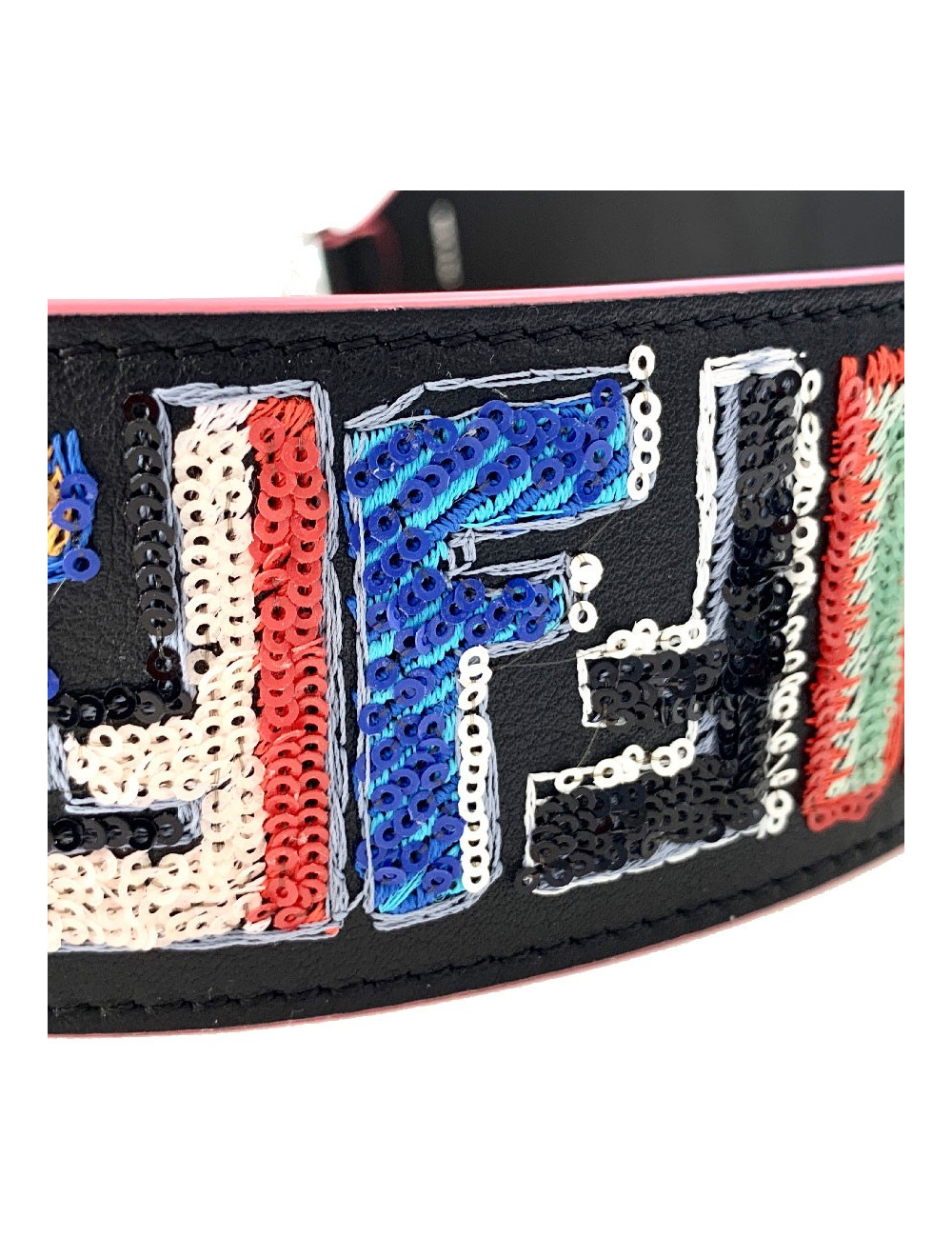 Bandoulière FENDI Strap You en cuir et sequins multicolores