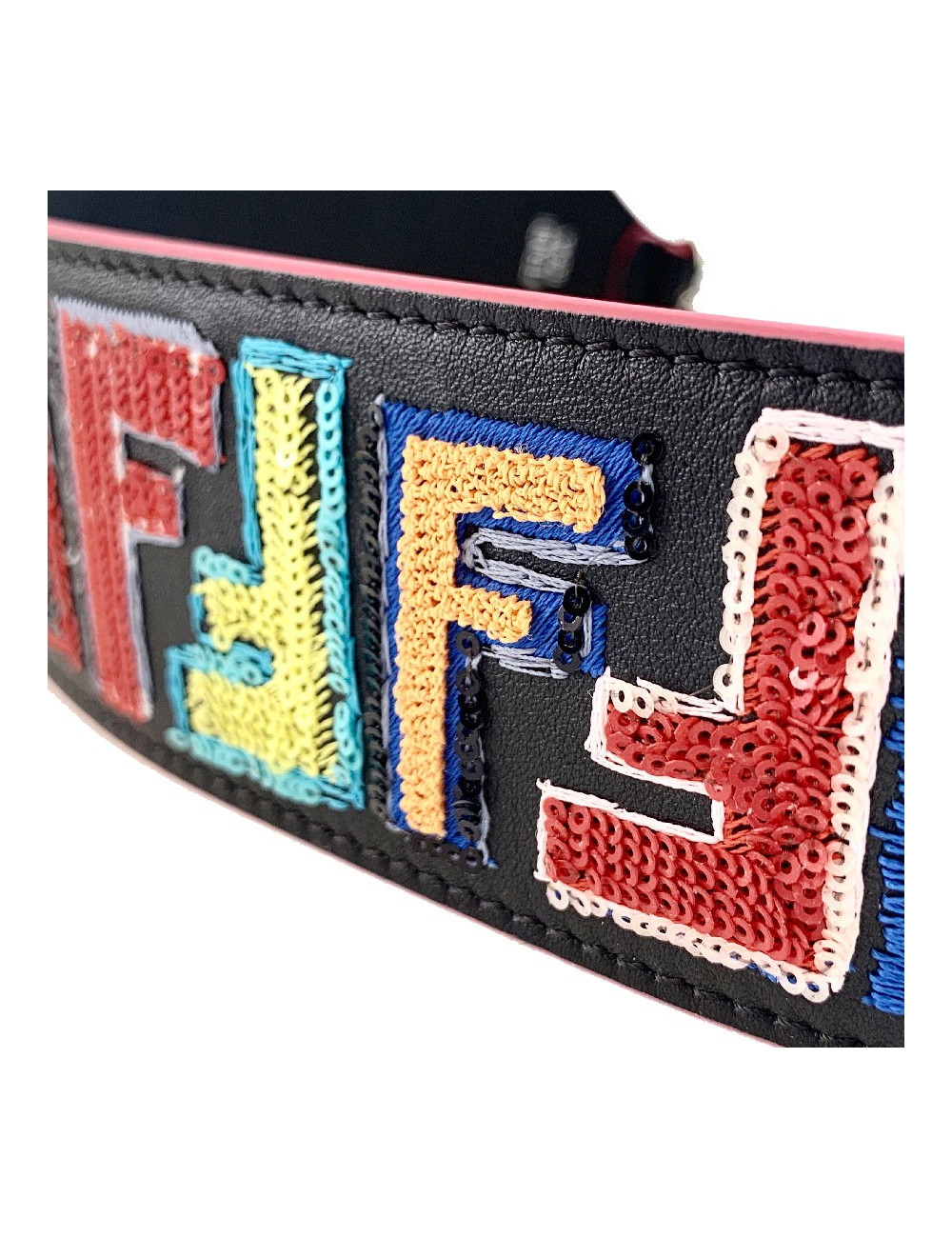 Bandoulière FENDI Strap You en cuir et sequins multicolores