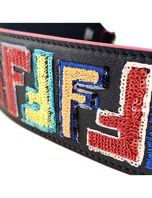 Bandoulière FENDI Strap You en cuir et sequins multicolores