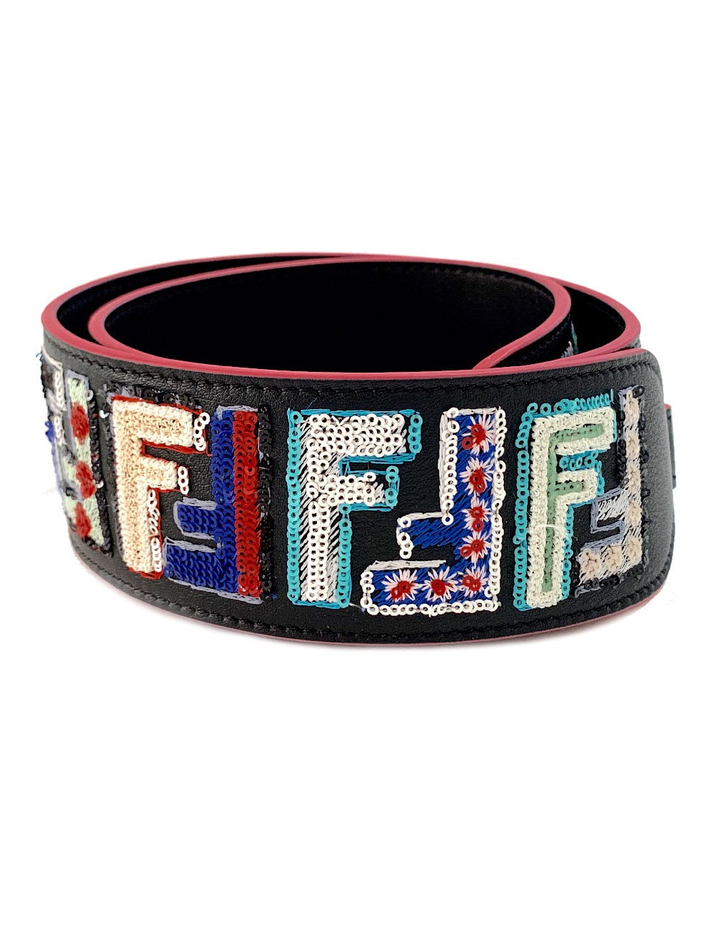 Bandoulière FENDI Strap You en cuir et sequins multicolores