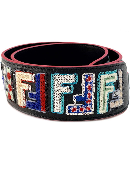 Bandoulière FENDI Strap You en cuir et sequins multicolores