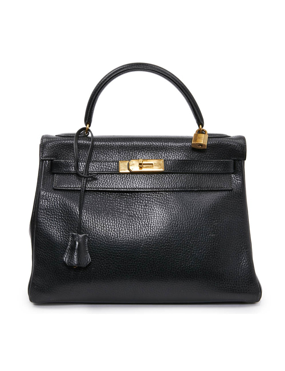 Kelly 32 HERMES cuir grainé noir 