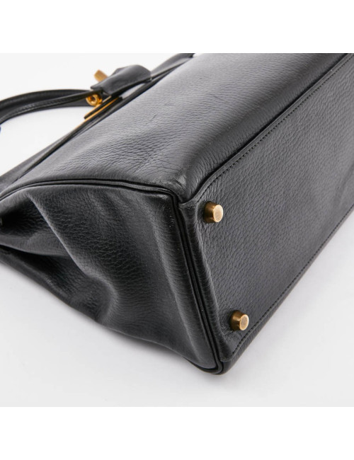 Kelly 32 HERMES cuir grainé noir 