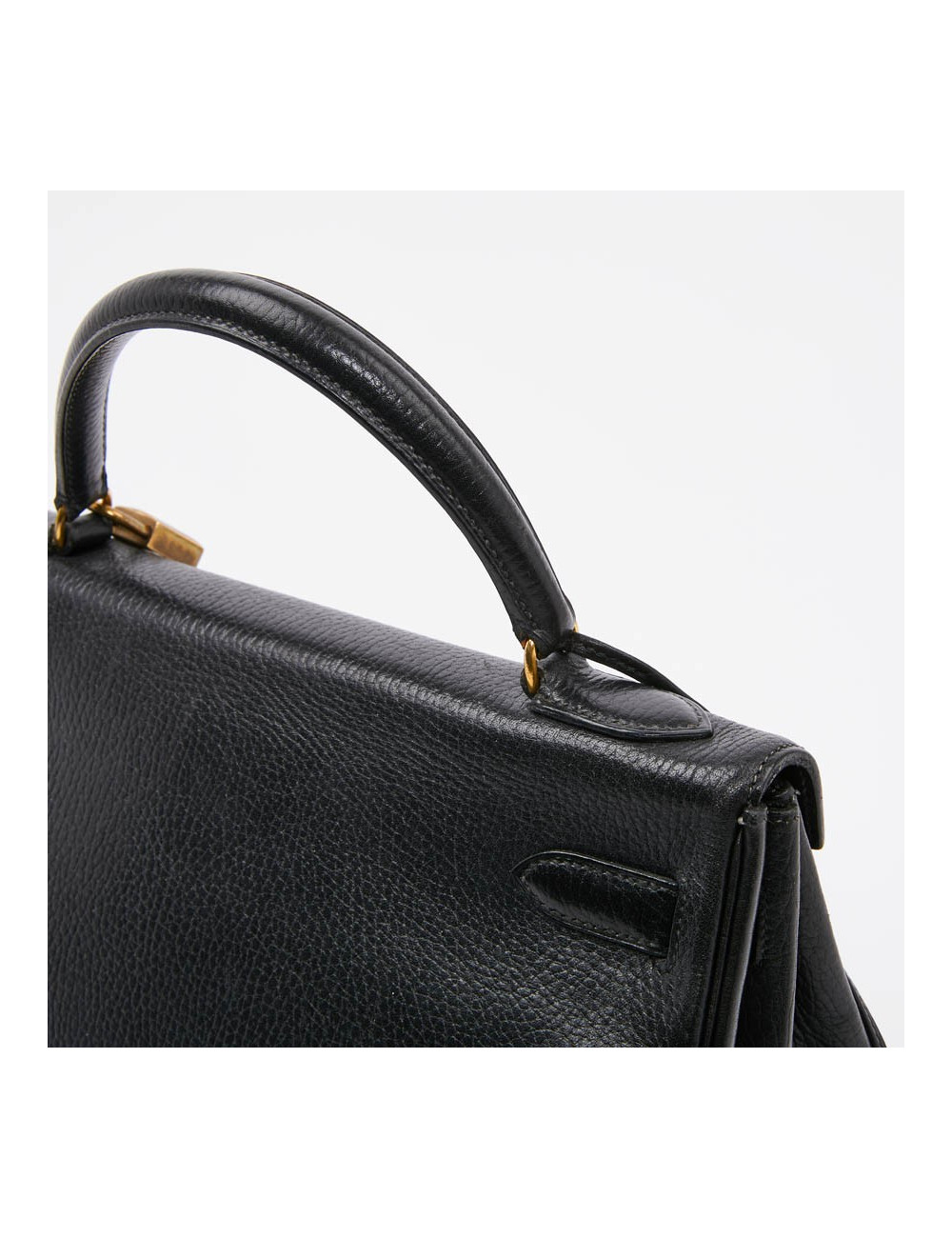 Kelly 32 HERMES cuir grainé noir 