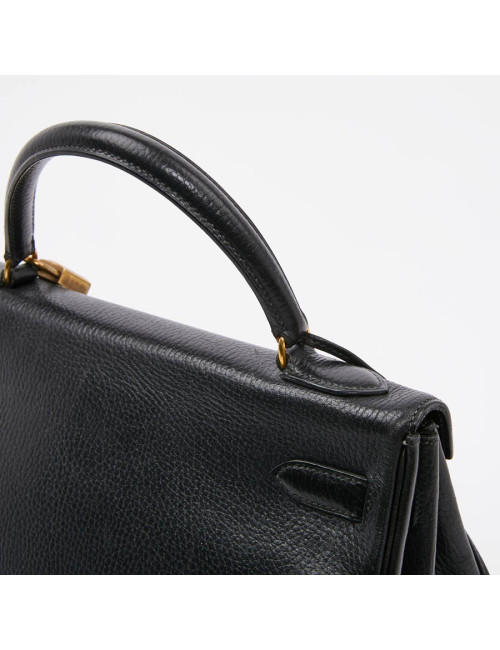 Kelly 32 HERMES cuir grainé noir 