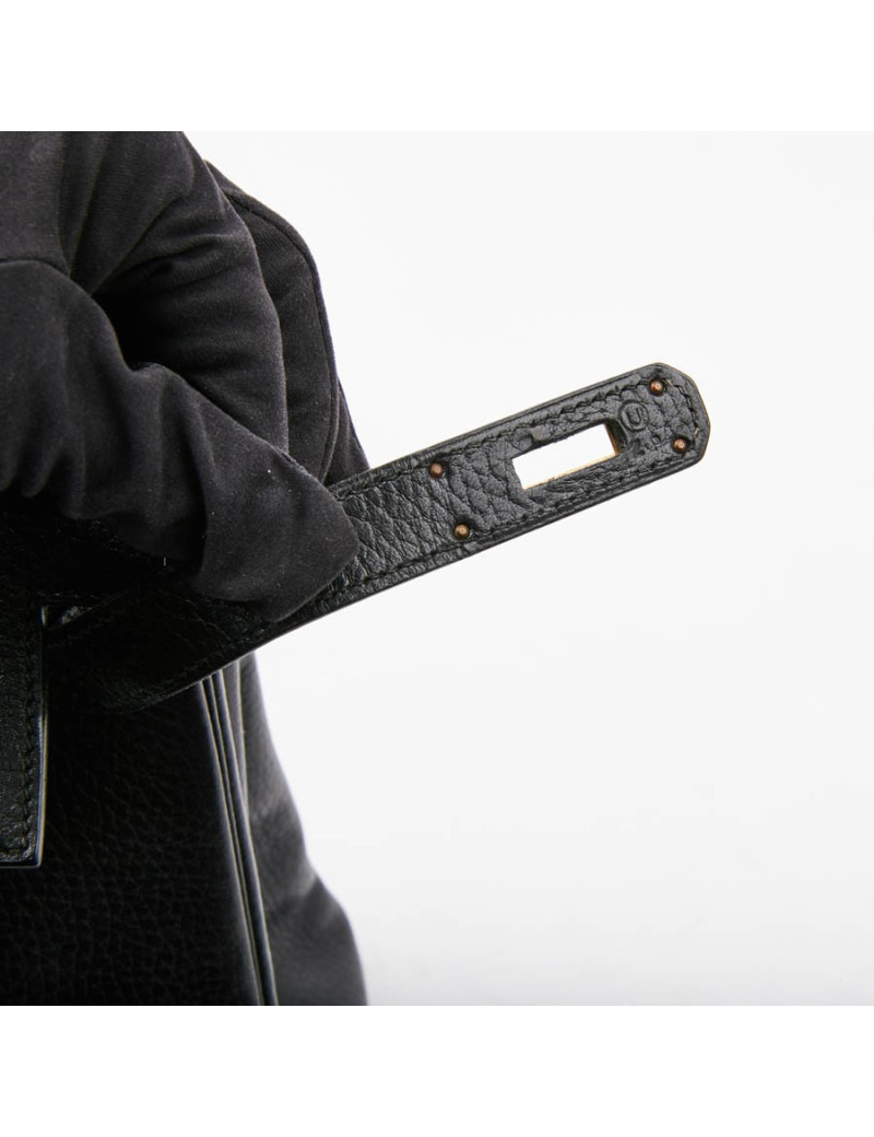 Sac Kelly 32 HERMES cuir grainé noir 