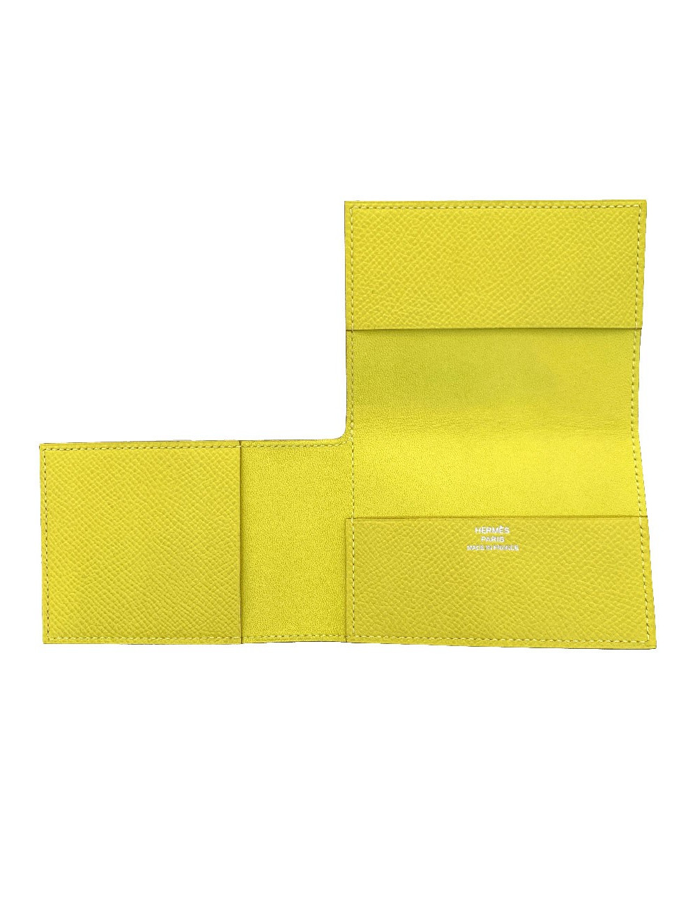 Porte-cartes HERMES cuir grainé jaune