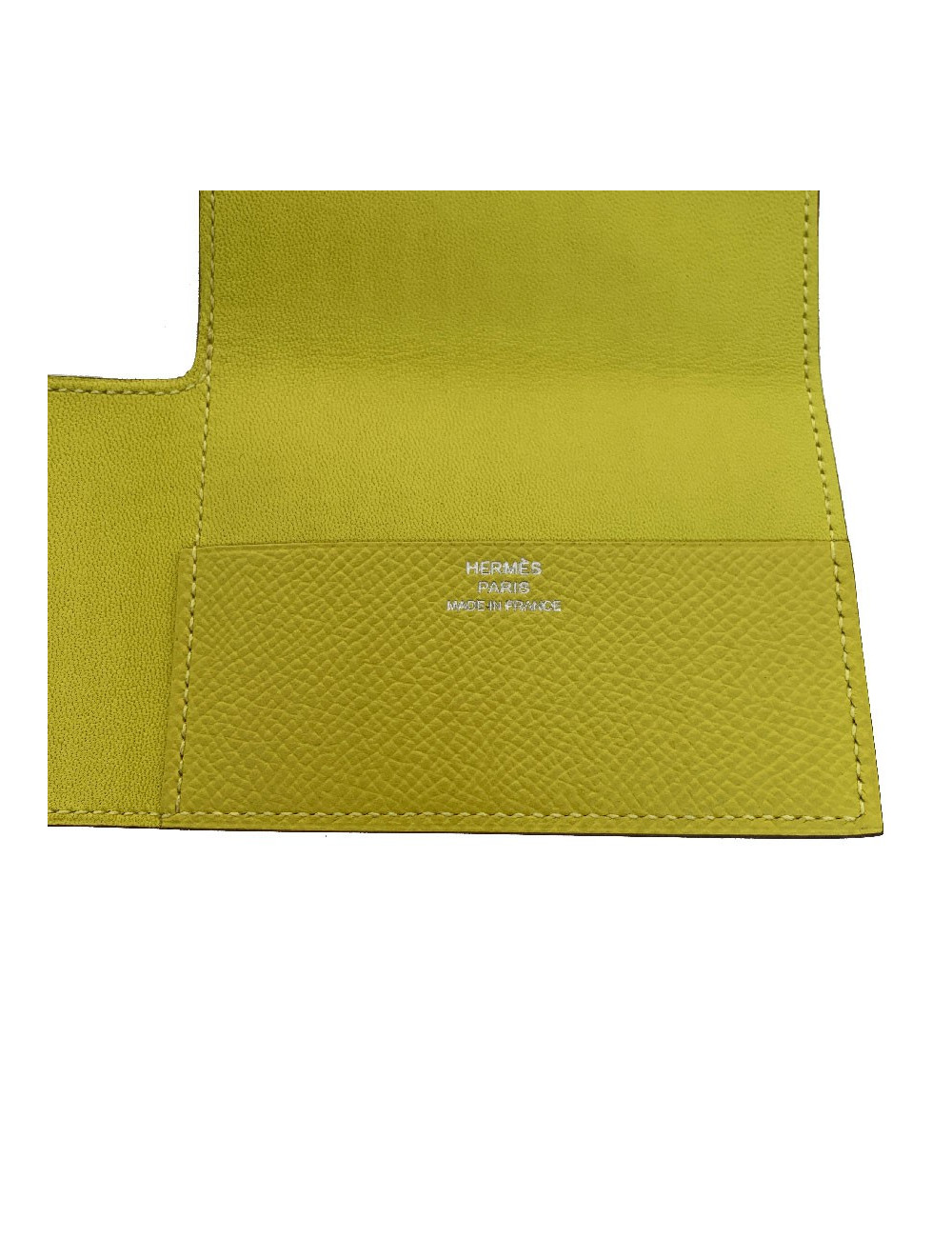 Porte-cartes HERMES cuir grainé jaune