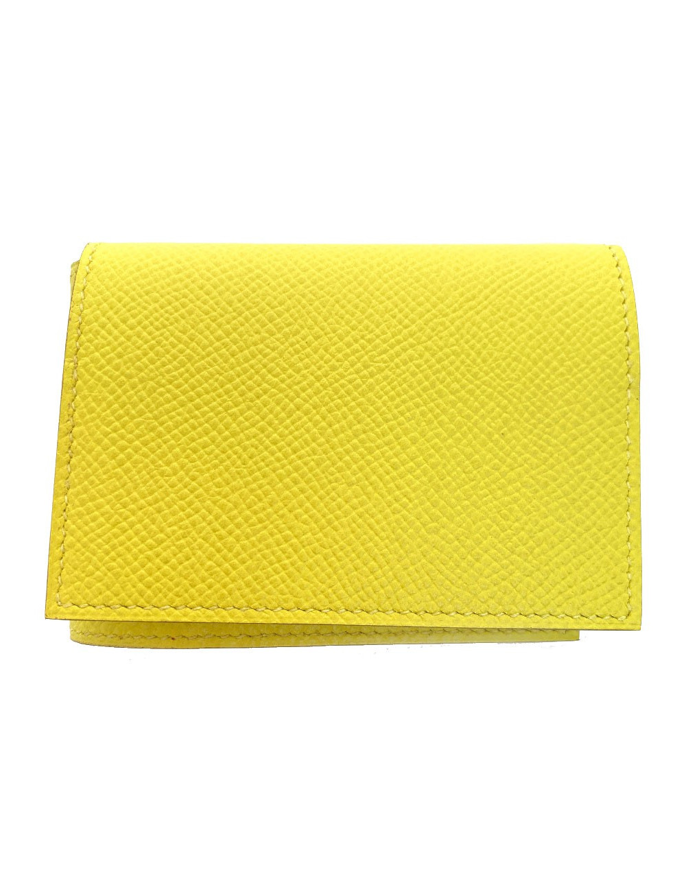 Porte-cartes HERMES cuir grainé jaune