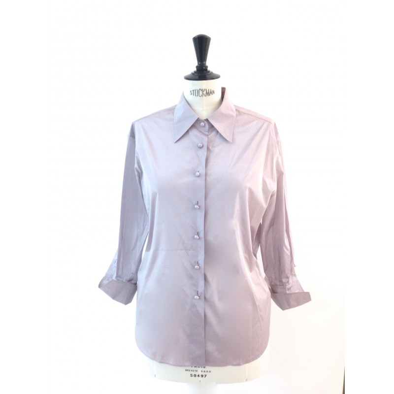 CHANEL shirt in purple silk T38 - VALOIS VINTAGE PARIS