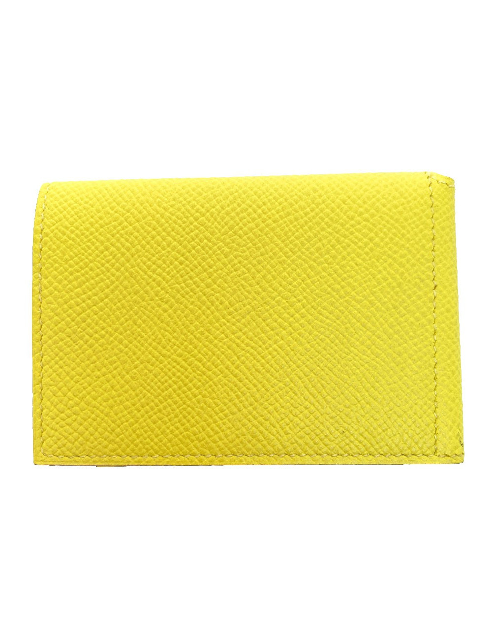 Porte-cartes HERMES cuir grainé jaune