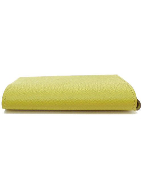 Porte-cartes HERMES cuir grainé jaune