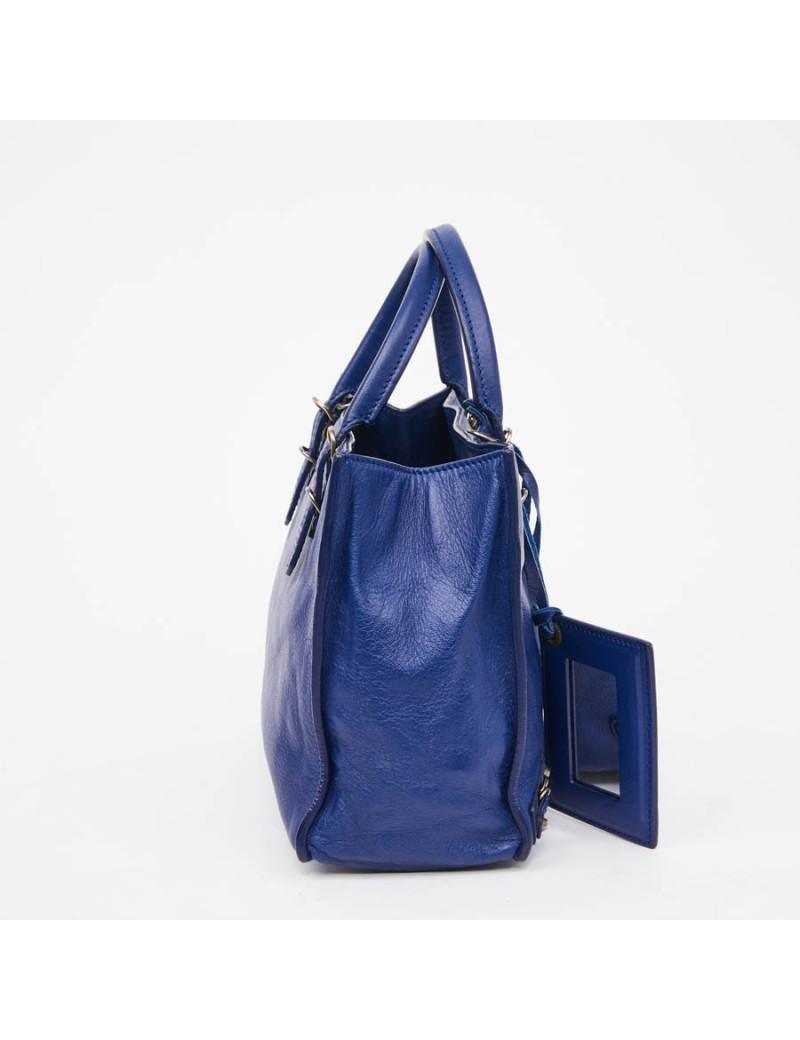 mini sac BALENCIAGA cuir bleu encre 