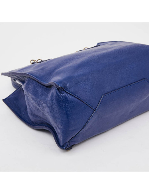 Mini City Bag BALENCIAGA cuir bleu encre 