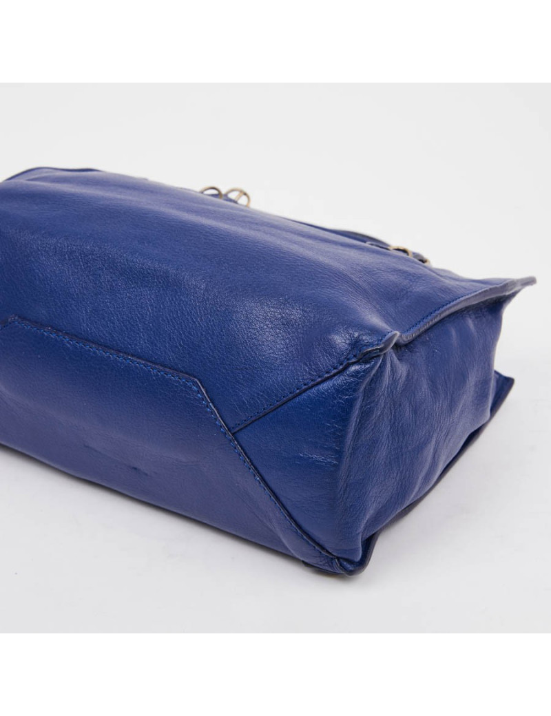 mini sac BALENCIAGA cuir bleu encre 