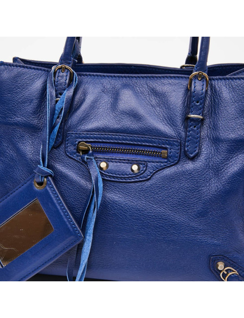 Mini City Bag BALENCIAGA cuir bleu encre 