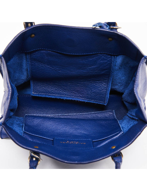 Mini City Bag BALENCIAGA cuir bleu encre 