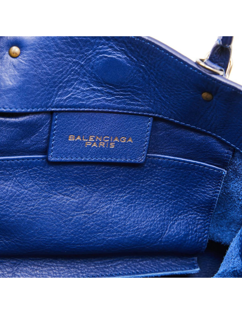 mini sac BALENCIAGA cuir bleu encre 