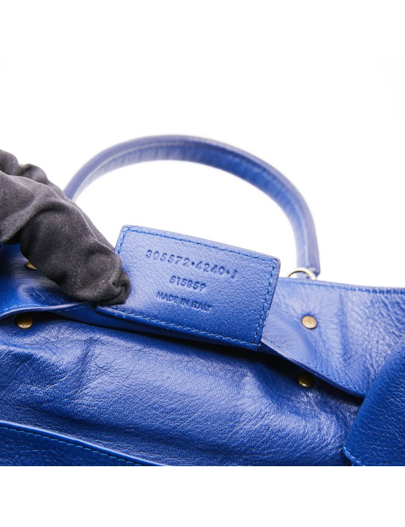 Mini City Bag BALENCIAGA cuir bleu encre 