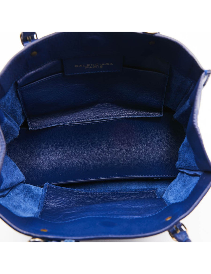 mini sac BALENCIAGA cuir bleu encre 