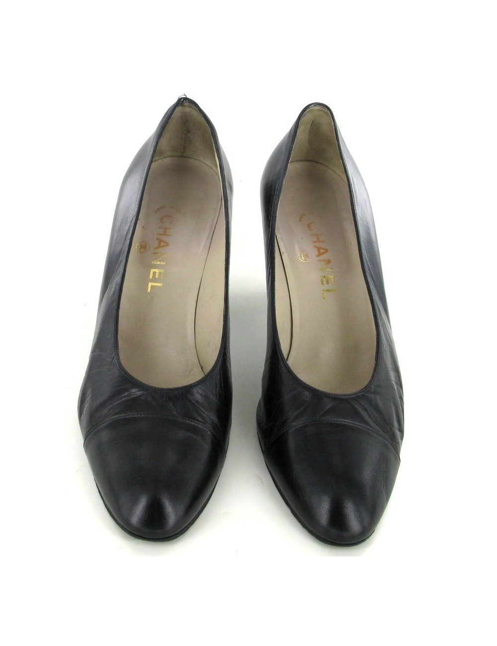 escarpins CHANEL T40.5 veau lisse bleu marine