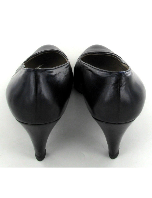 Escarpins CHANEL T40.5 veau lisse bleu marine