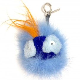 Charm FENDI Bag Bug en fourrure de renard bleu
