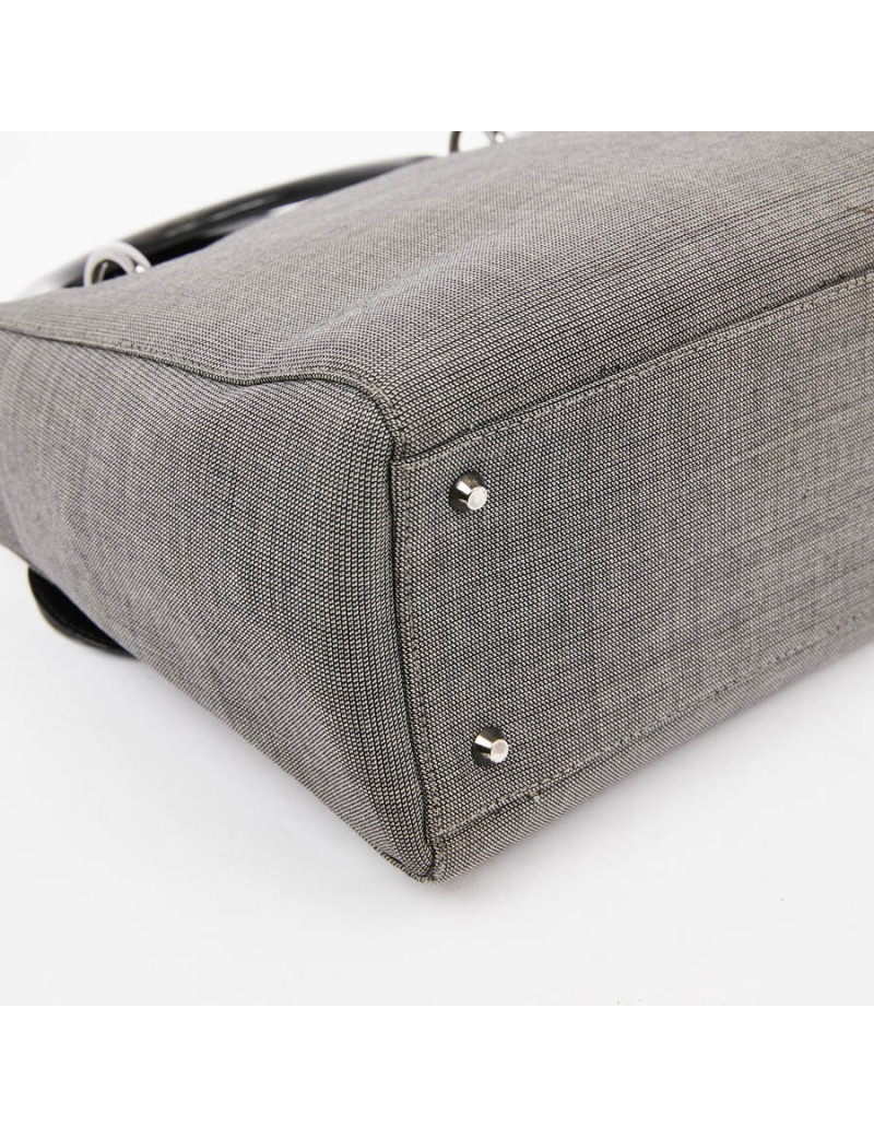 Sac Lady D CHRISTIAN DIOR tissu gris