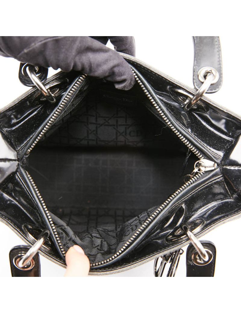 Sac Lady D CHRISTIAN DIOR tissu gris