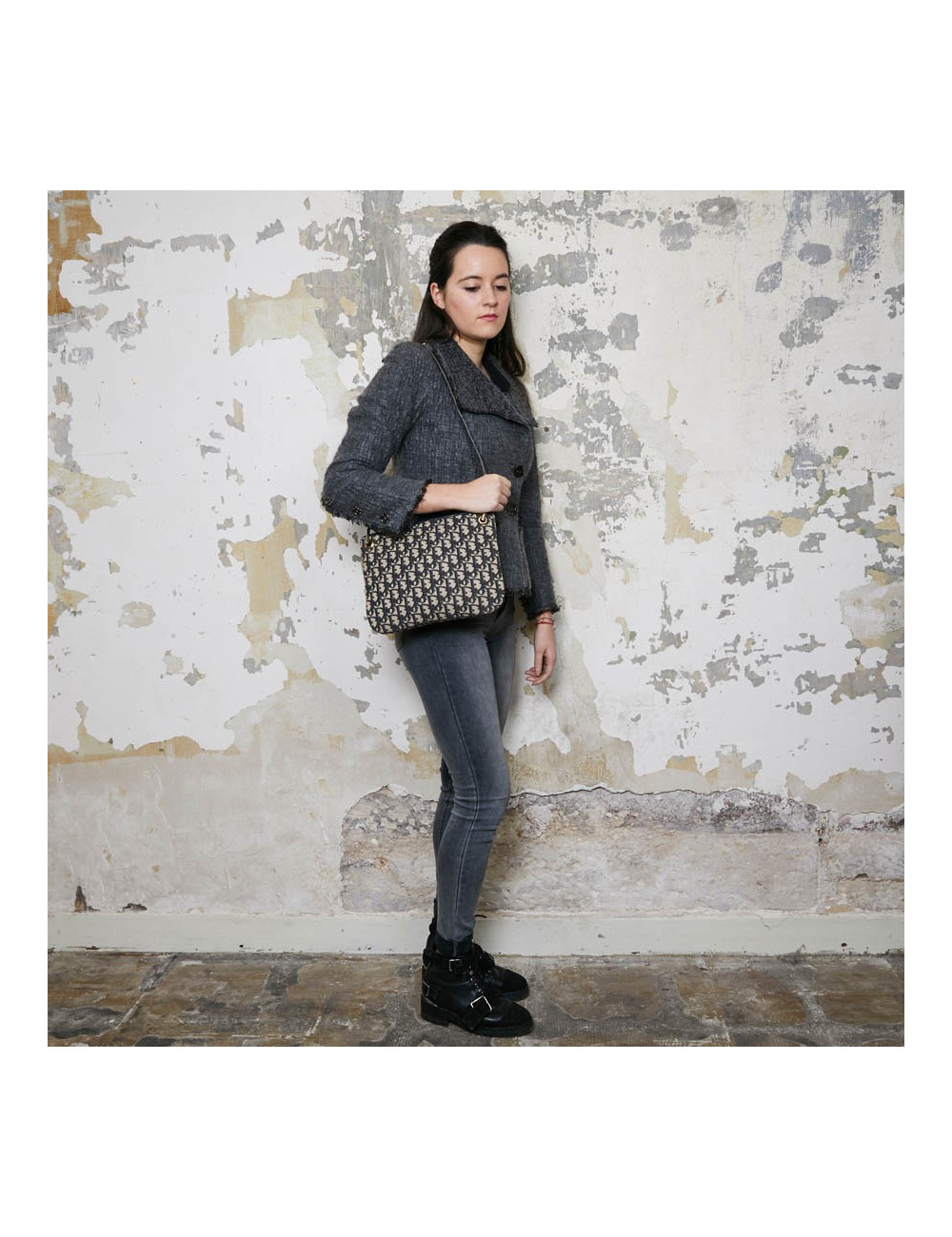 Sac vintage DIOR toile monogramme bleu