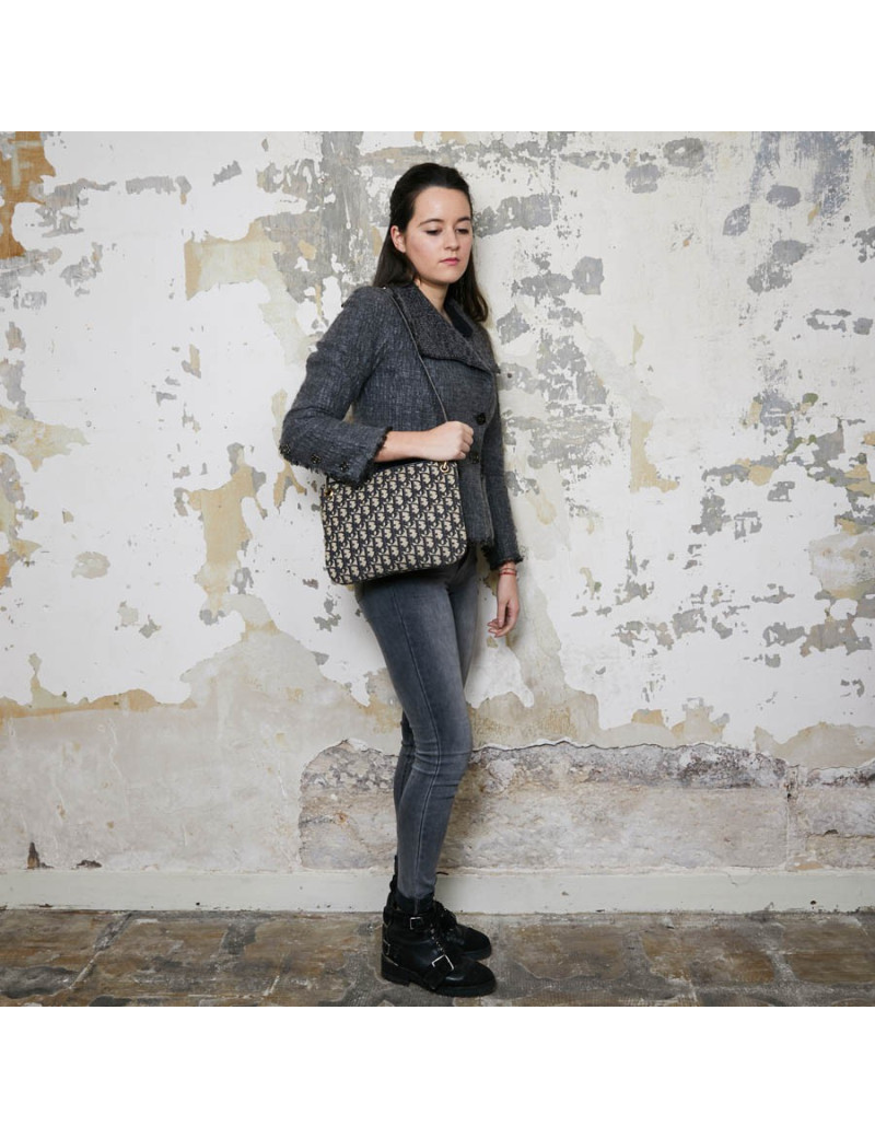 Sac vintage DIOR toile monogram bleu