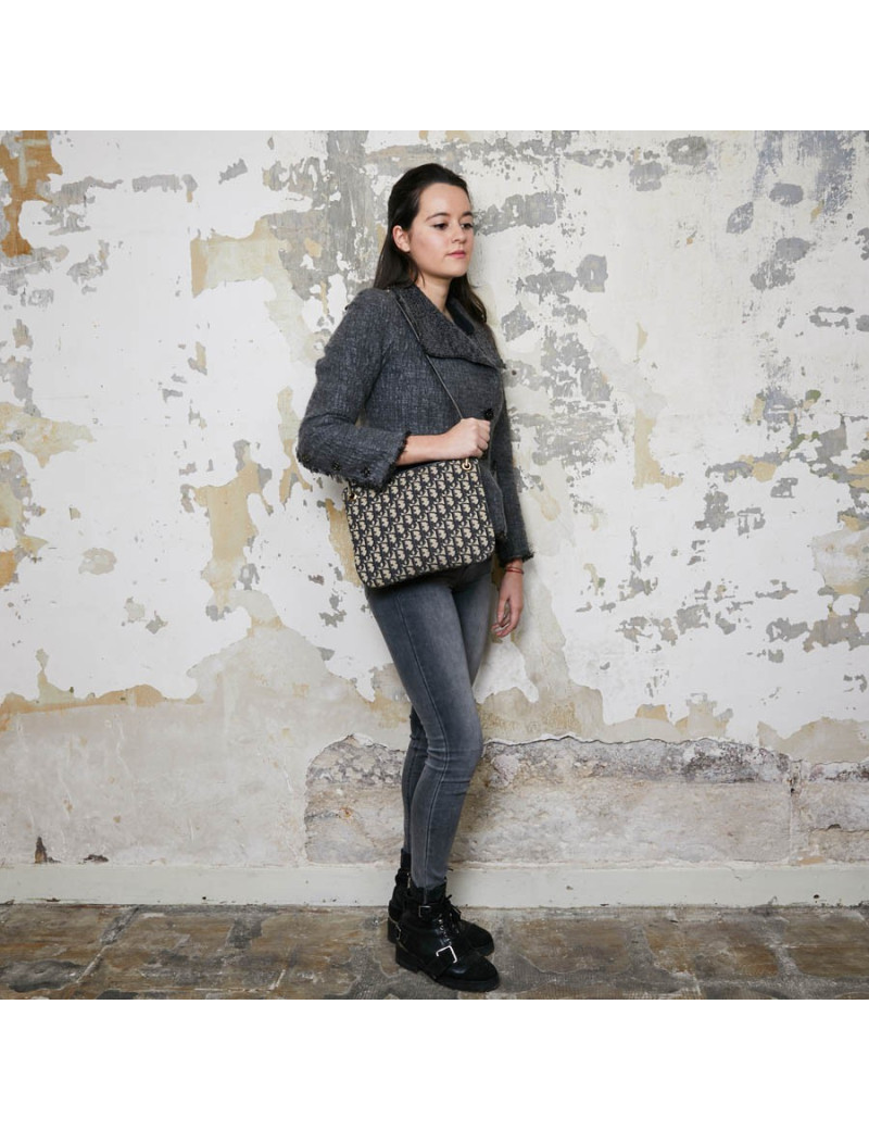 Sac vintage DIOR toile monogram bleu