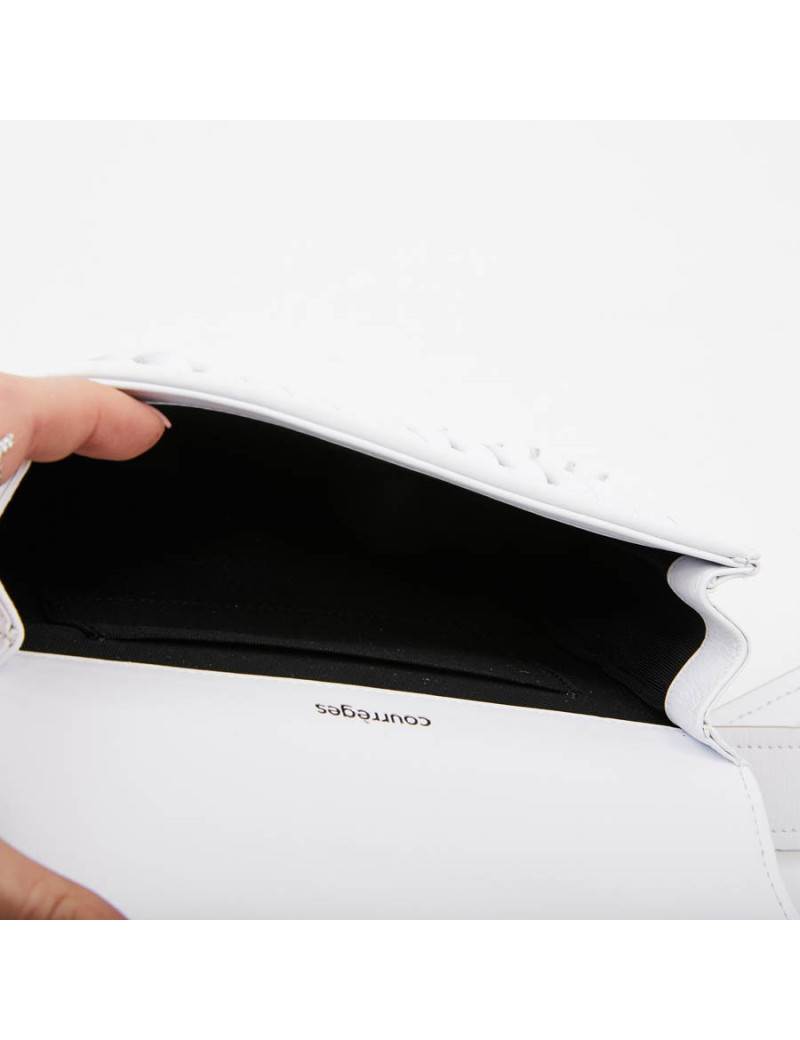 Banane COURREGES cuir lisse blanc torsadé blanc et argenté