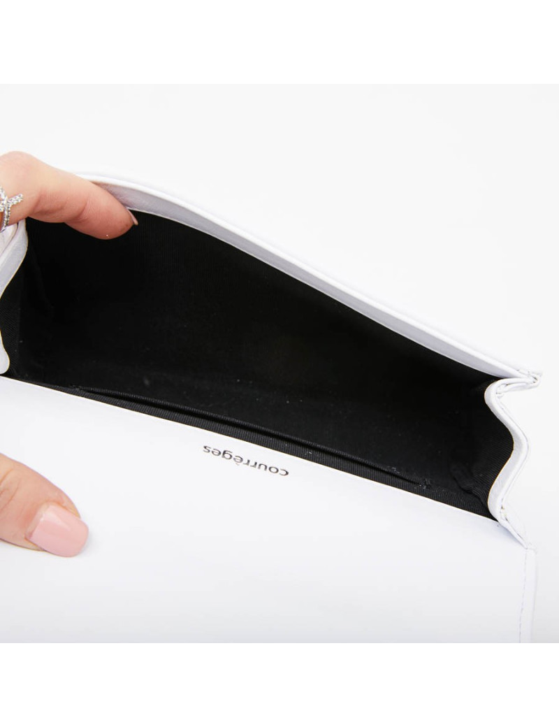 Banane COURREGES cuir lisse blanc torsadé blanc et argenté