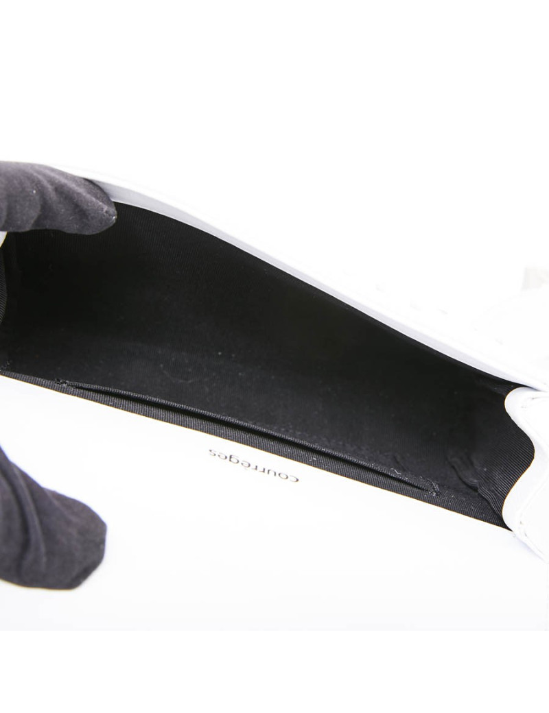 Banane COURREGES cuir lisse blanc torsadé blanc et argenté