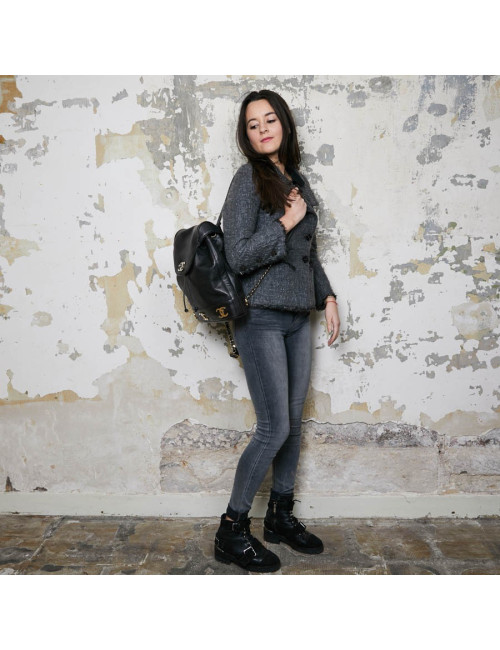 Sac à dos CHANEL noir cuir caviar