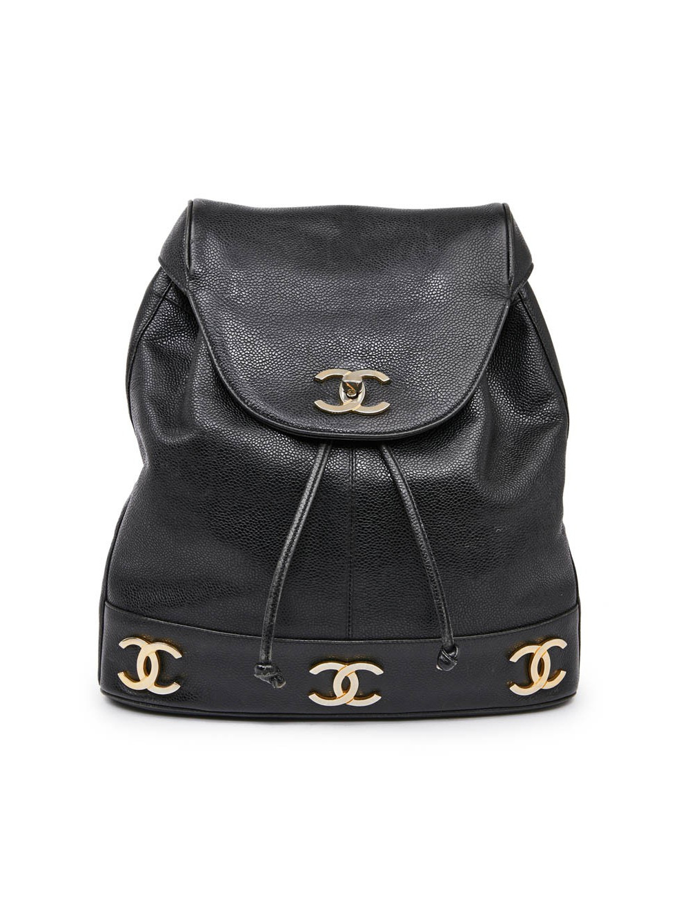 Sac à dos CHANEL cuir caviar noir Vintage