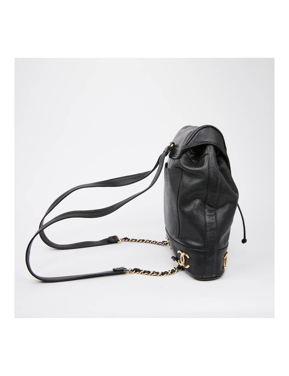 Sac à dos CHANEL cuir caviar noir Vintage