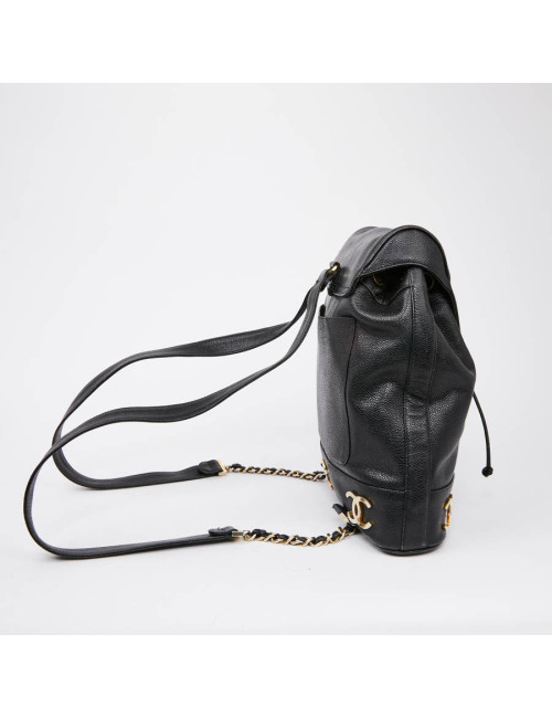 Sac à dos CHANEL cuir caviar noir Vintage