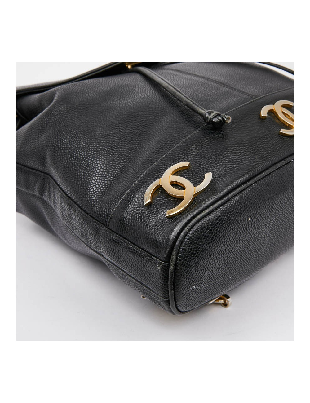 Sac à dos CHANEL cuir caviar noir Vintage